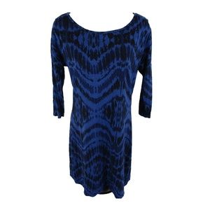 Express Blue/Black Tie-Dye Sheath Dress